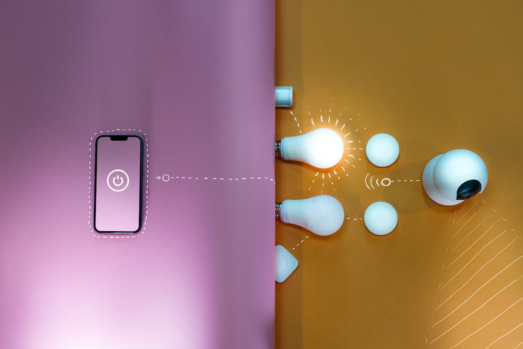 a cell phone is connected to a light switch on Affordable Smart Living